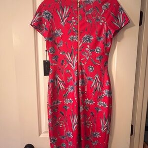 Tommy Hilfiger Red Midi Sheath Dress with Dolman Sleeves for Cocktail